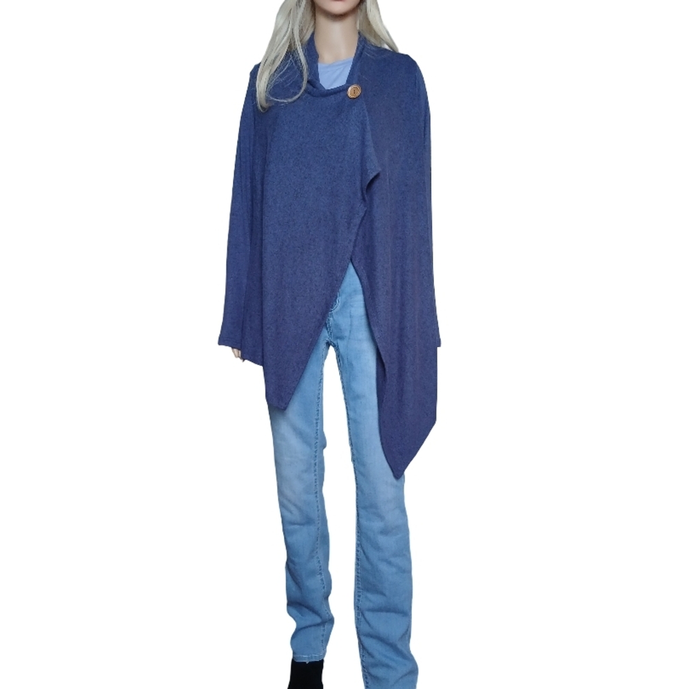 Serra Blue Women's Poncho Sweater Size L NWOT